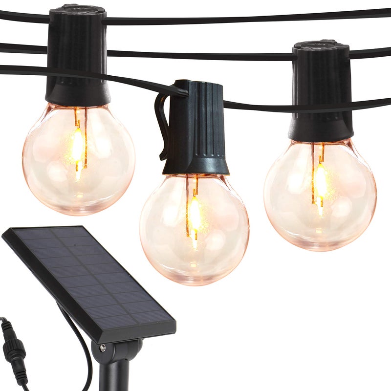 Brightech Ambience Pro Solar Powered LED Outdoor String Lights - 27 Ft Commercial Waterproof Patio Lights with Edison Bulbs - Durable String Lights for Outside, Backyard, Porch - 1W, Soft White - Image 1